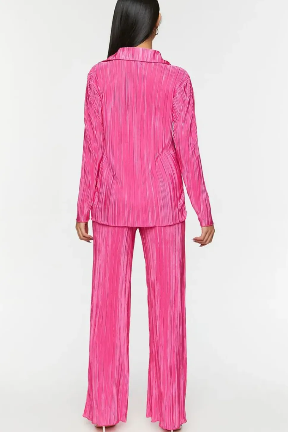Plisse Lettuce-Edge Shirt & Pants Set