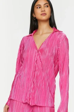 Plisse Lettuce-Edge Shirt & Pants Set