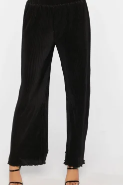 Plisse Lettuce-Edge Wide-Leg Pants