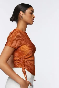 Plisse Ruched Drawstring Tee