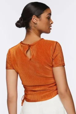 Plisse Ruched Drawstring Tee