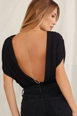Plunge-Back Chain Bodysuit