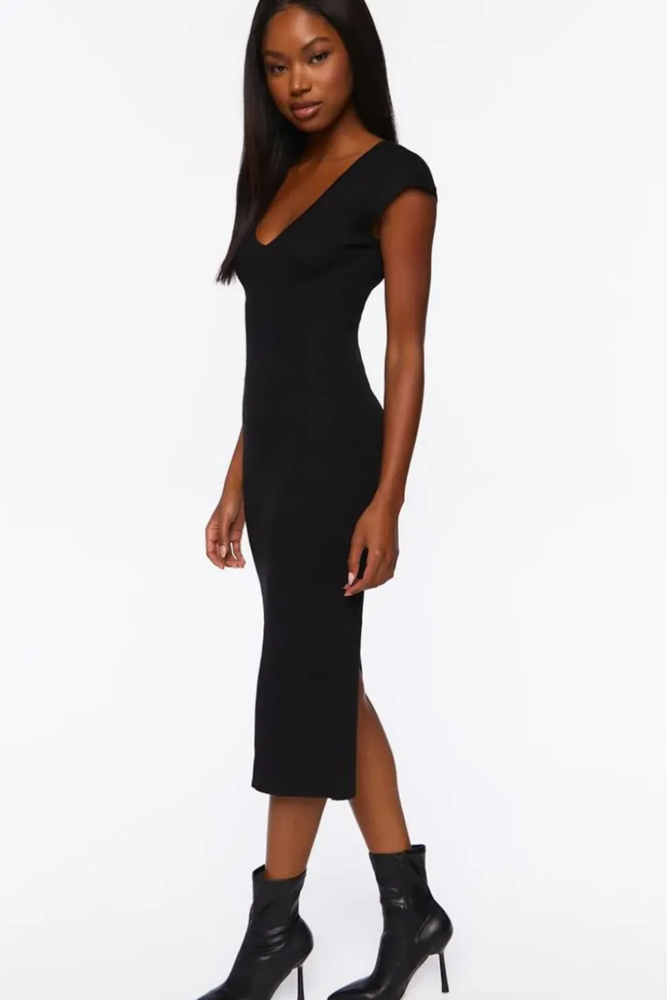 Plunging Bodycon Midi Dress