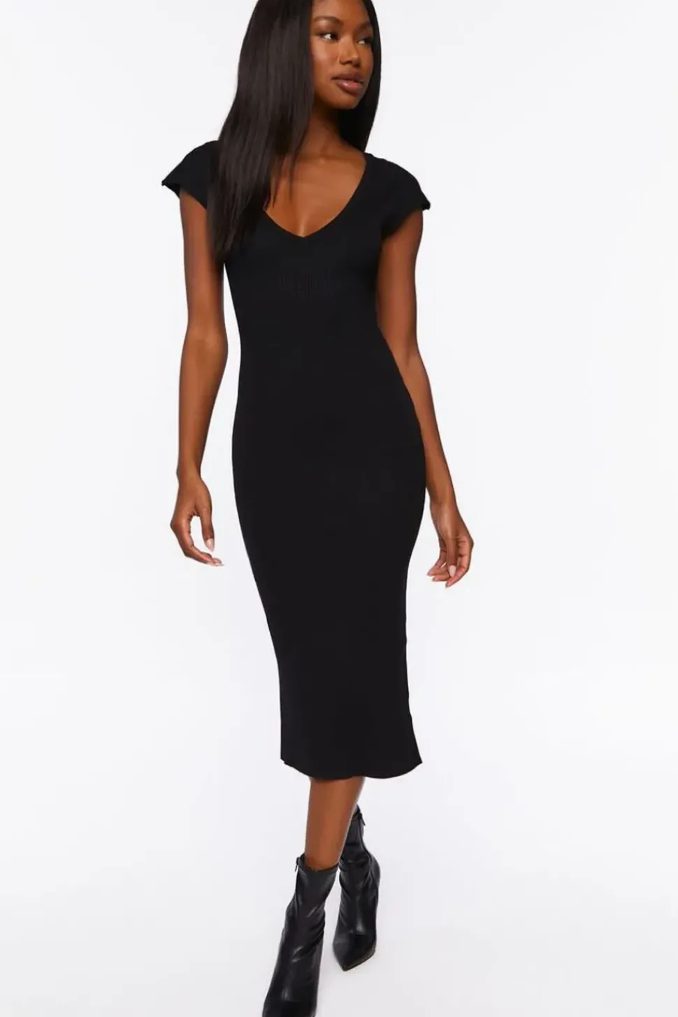 Plunging Bodycon Midi Dress