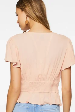 Plunging Butterfly Sleeve Crop Top