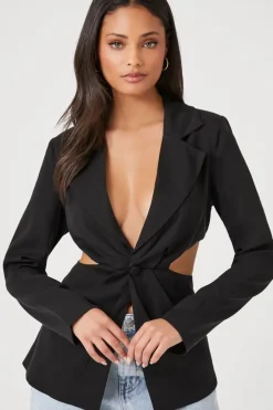 Plunging Cutout Buttoned Blazer