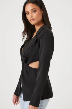 Plunging Cutout Buttoned Blazer