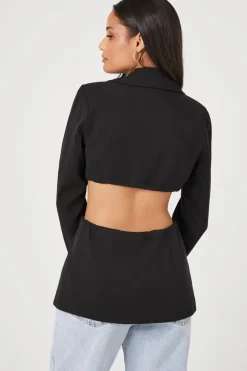 Plunging Cutout Buttoned Blazer