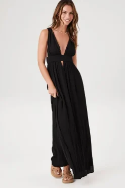 Plunging Cutout Maxi Dress