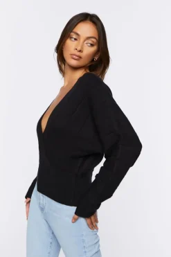 Plunging Dolman-Sleeve Sweater