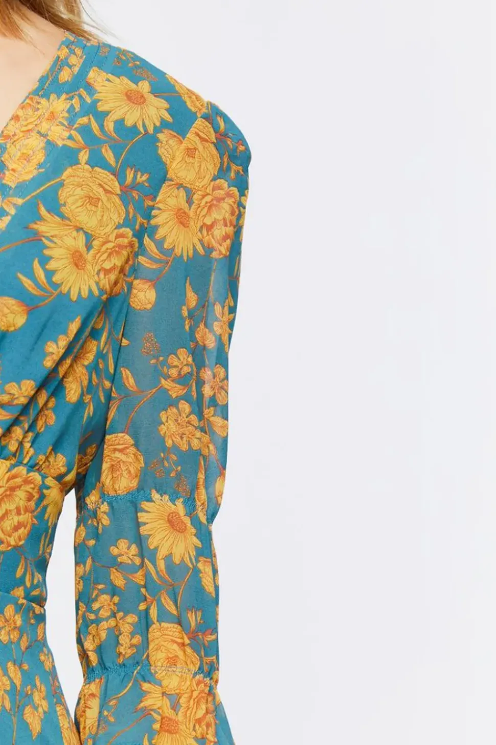 Plunging Floral Chiffon Midi Dress
