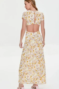 Plunging Floral Print Dress