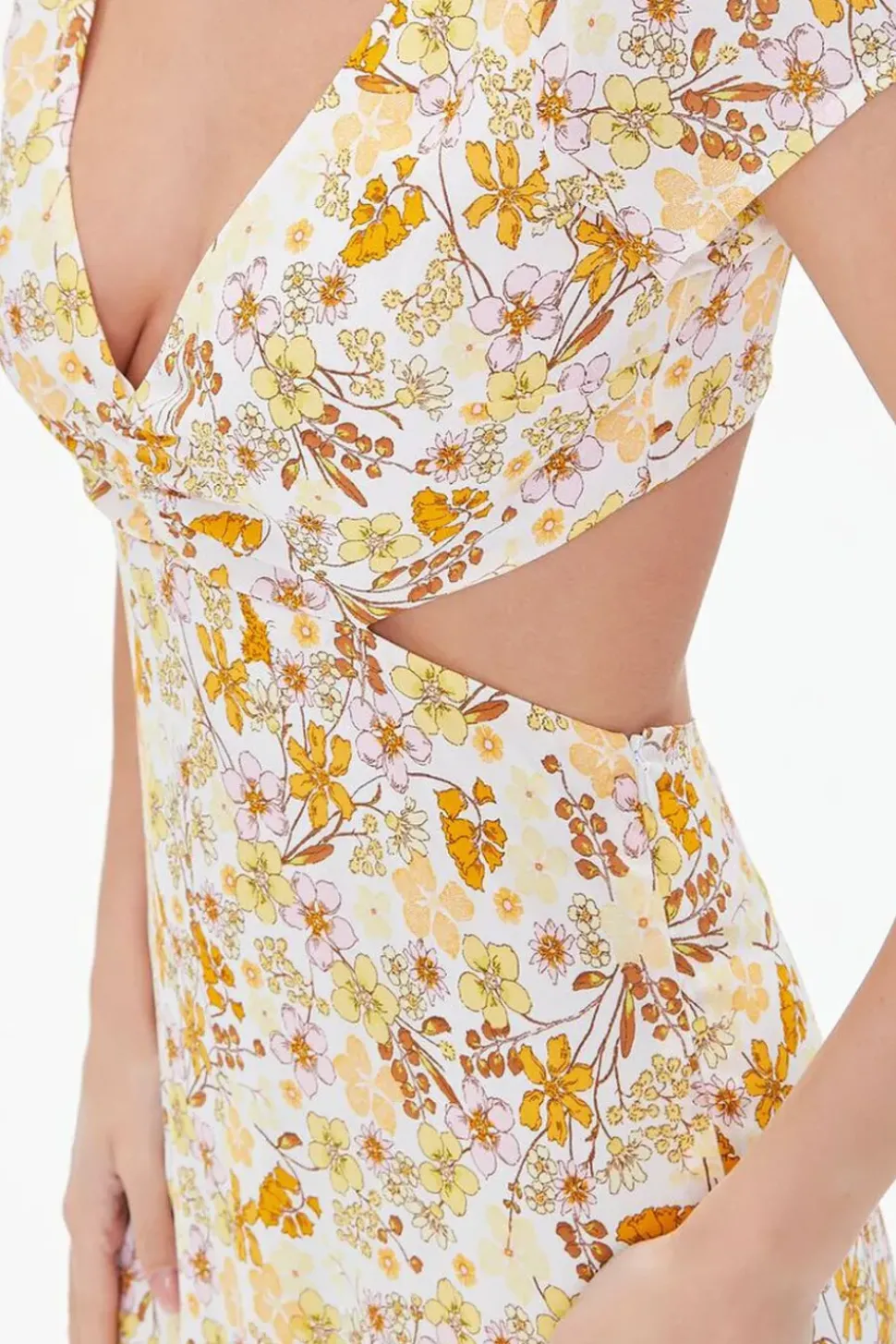 Plunging Floral Print Dress