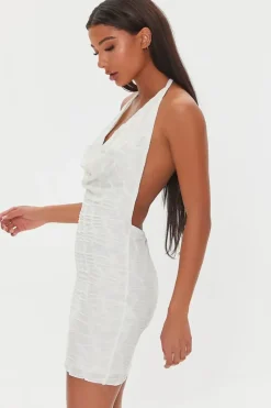 Plunging Halter Bodycon Mini Dress