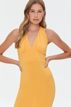 Plunging Halter Dress
