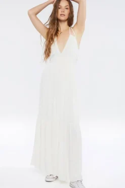 Plunging Halter Maxi Dress
