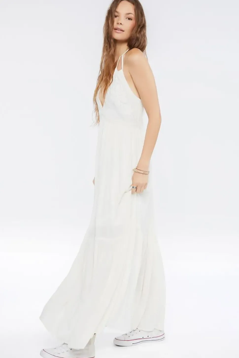Plunging Halter Maxi Dress