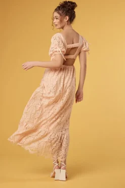 Plunging Lace Maxi Dress