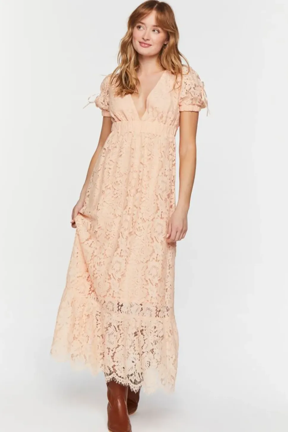 Plunging Lace Maxi Dress