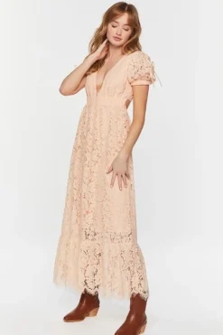 Plunging Lace Maxi Dress