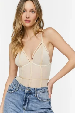 Plunging Mesh Caged Bodysuit