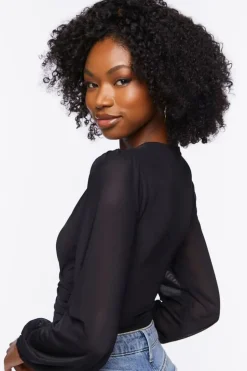Plunging Peasant Sleeve Bodysuit