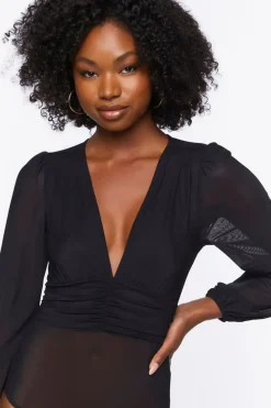 Plunging Peasant Sleeve Bodysuit
