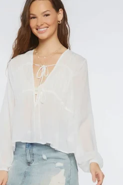 Plunging Peasant-Sleeve Top