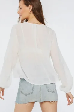 Plunging Peasant-Sleeve Top