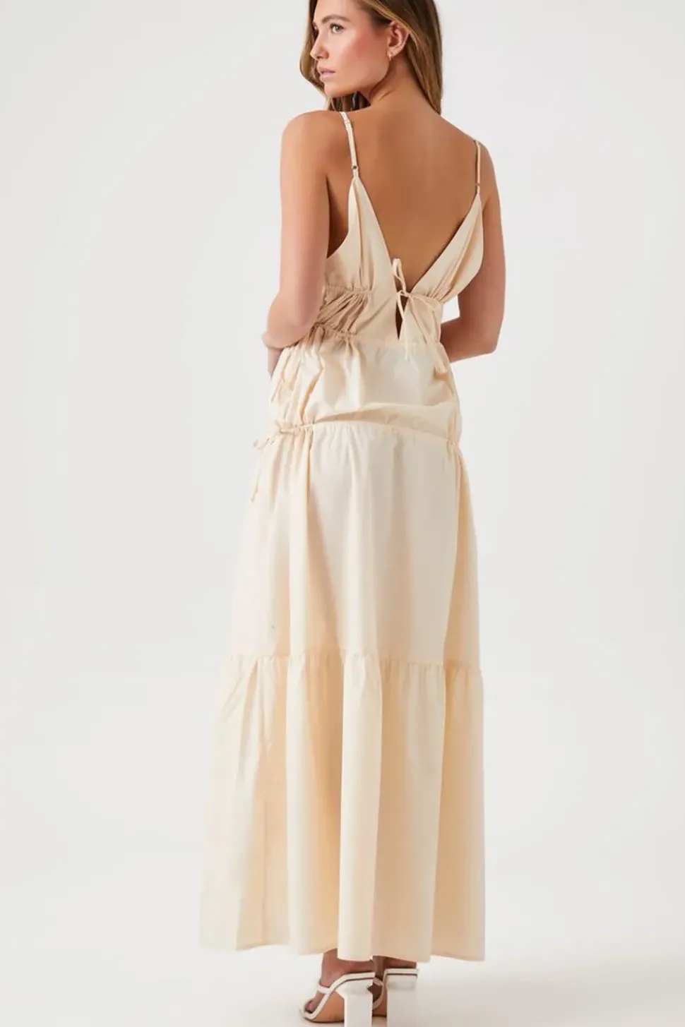 Plunging Poplin Maxi Dress