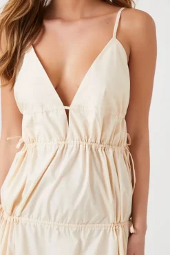 Plunging Poplin Maxi Dress