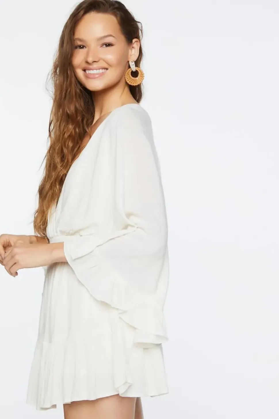 Plunging Ruffle-Trim Romper
