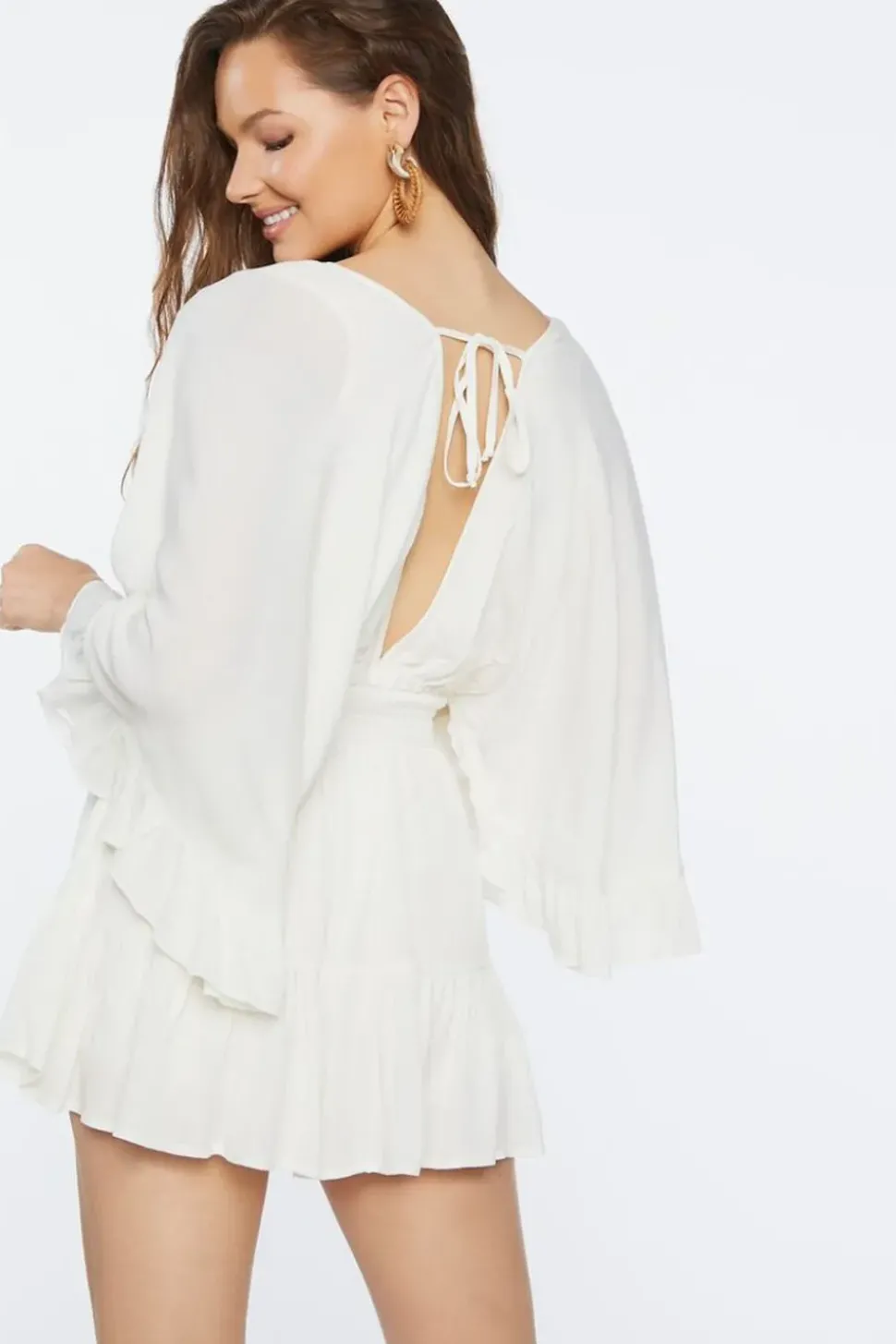 Plunging Ruffle-Trim Romper