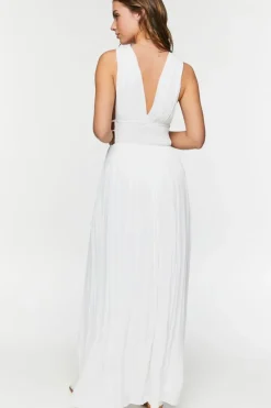 Plunging Smocked Maxi Dress
