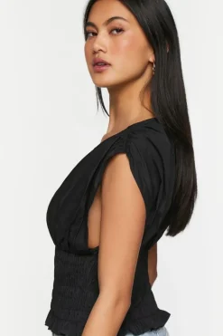 Plunging Smocked Top