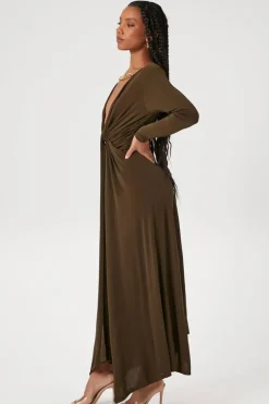 Plunging Twisted Maxi Dress