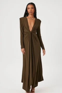 Plunging Twisted Maxi Dress