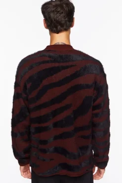 Plush Zebra Print Cardigan Sweater