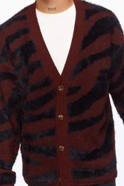 Plush Zebra Print Cardigan Sweater