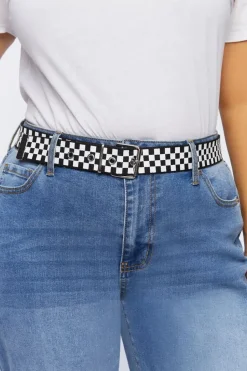 Plus Size Checkered Print Belt