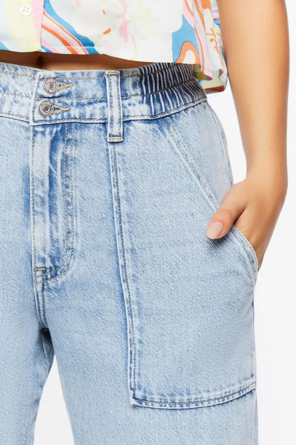 Pocket High-Rise Denim Joggers