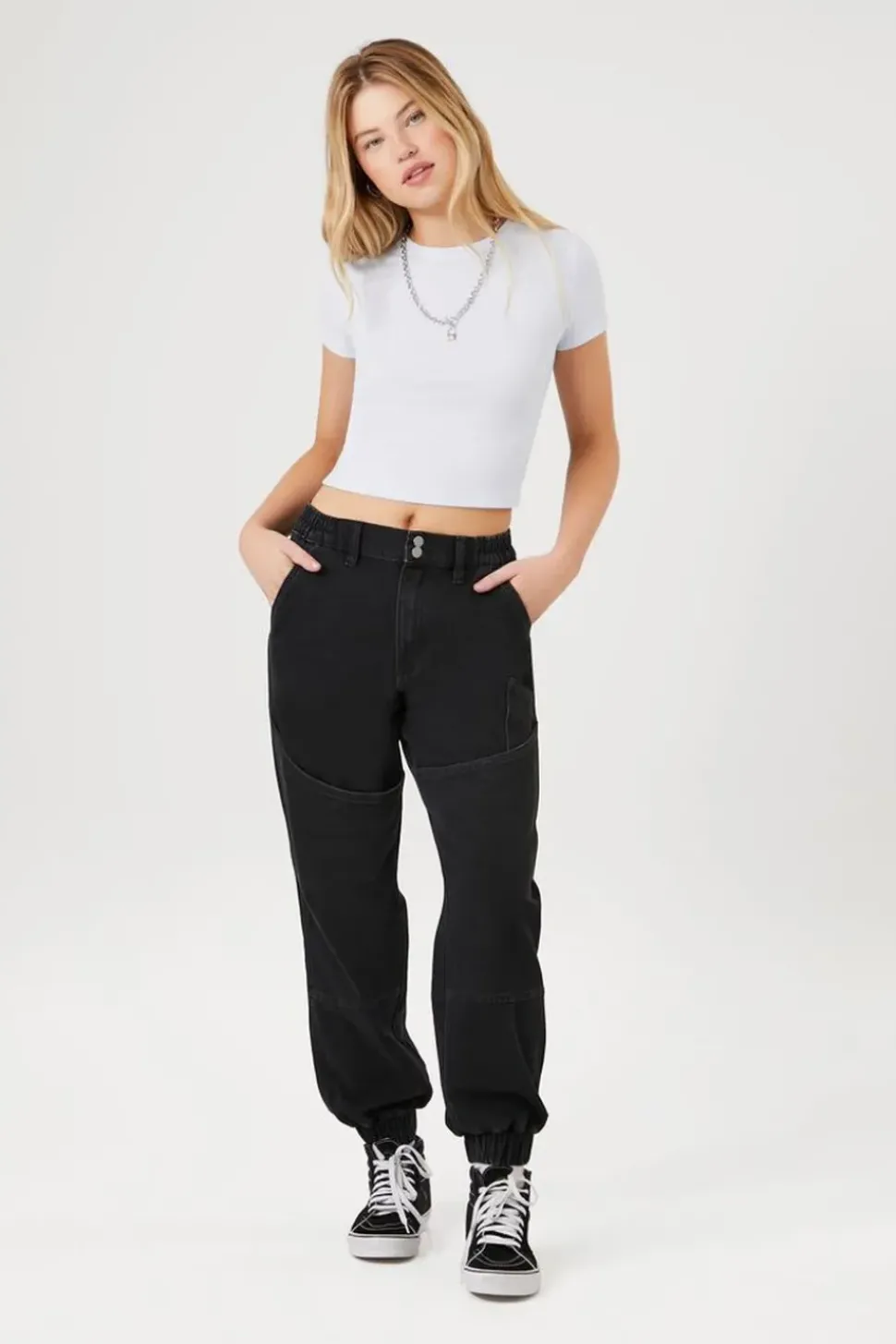 Pocket High-Rise Denim Joggers
