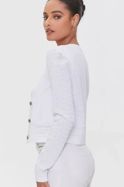 Pointelle Knit Cardigan Sweater