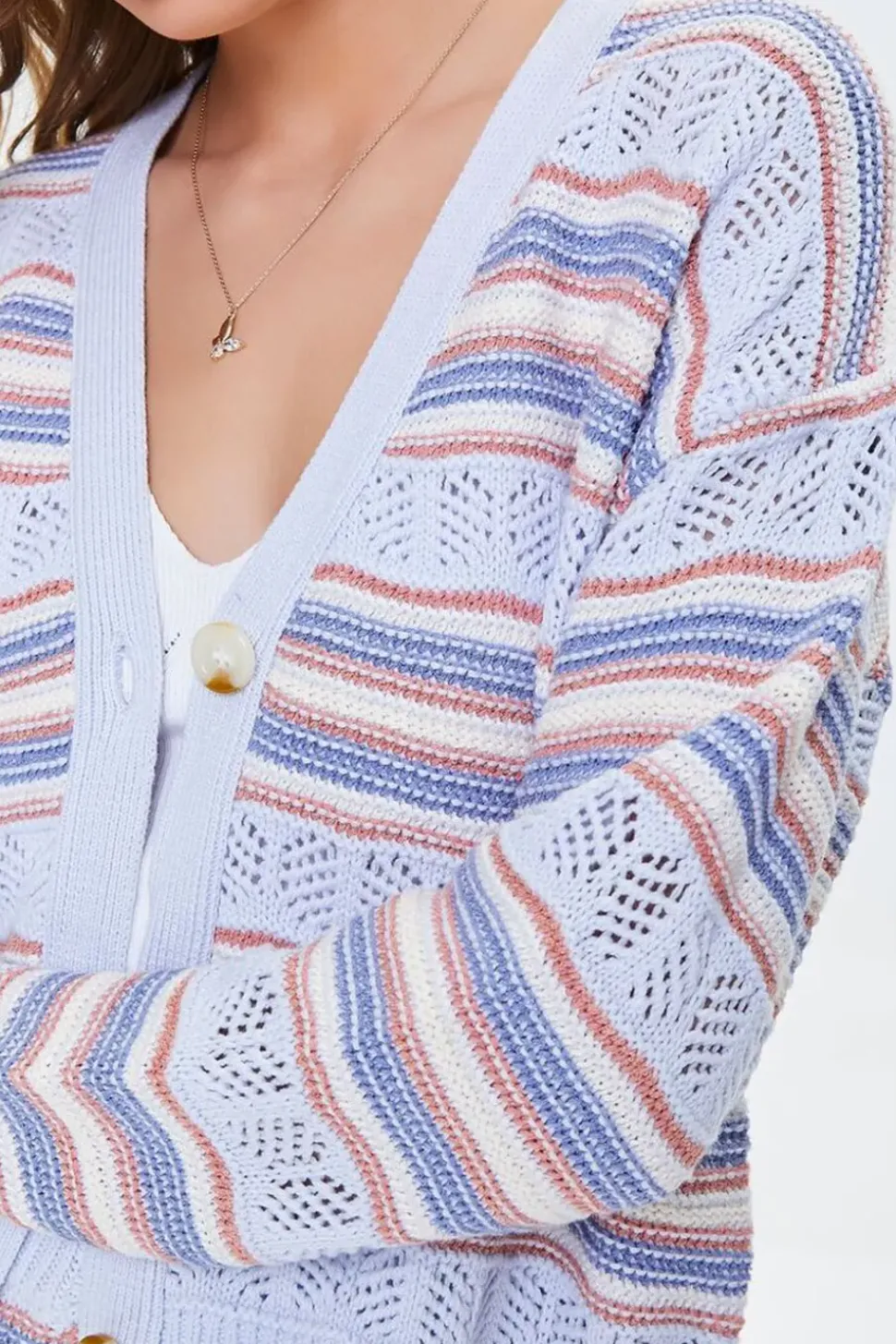 Pointelle Knit Cardigan Sweater