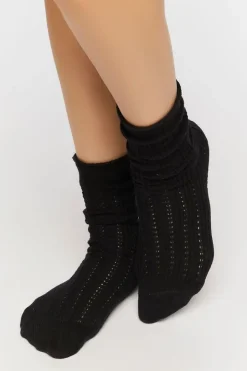 Pointelle Knit Crew Socks
