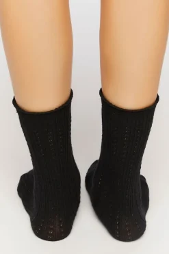 Pointelle Knit Crew Socks