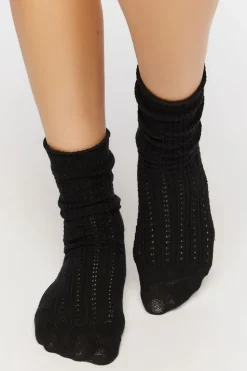 Pointelle Knit Crew Socks