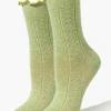Pointelle Lettuce-Edge Crew Socks
