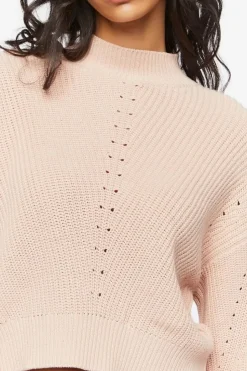 Pointelle Mock Neck Sweater
