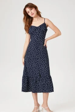 Polka Dot Button-Front Dress